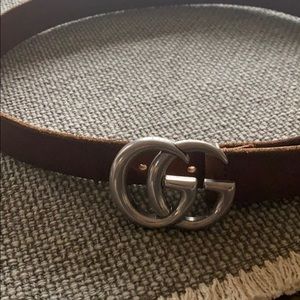 Brown Leather Double G Belt